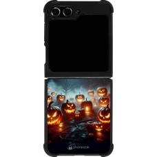 Samsung Galaxy Z Flip5 Case Hülle - Silikon schwarz Halloween 2024 Viele Kuerbisse