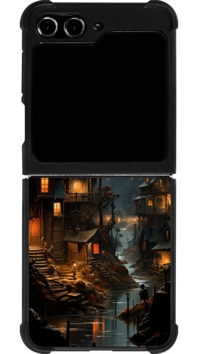 Samsung Galaxy Z Flip5 Case Hülle - Silikon schwarz Halloween 2024 scary town