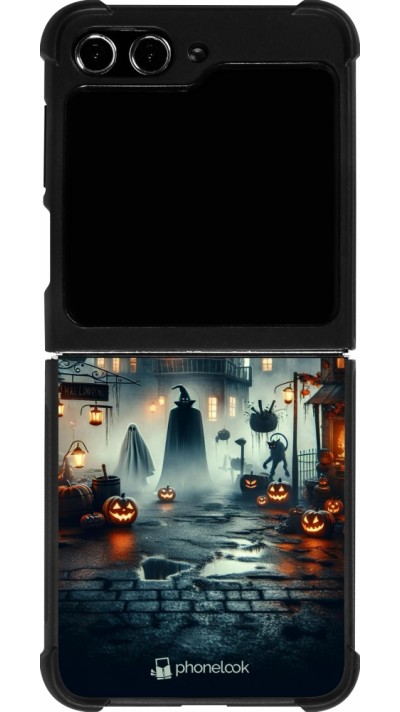 Samsung Galaxy Z Flip5 Case Hülle - Silikon schwarz Halloween Spukstadt