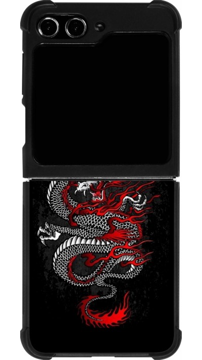 Samsung Galaxy Z Flip5 Case Hülle - Silikon schwarz Japanese style Dragon Tattoo Red Black