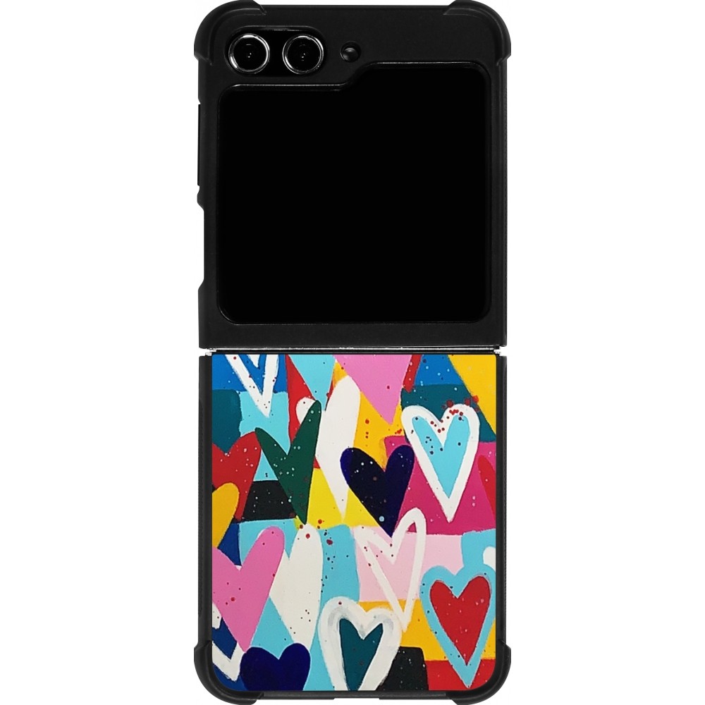 Samsung Galaxy Z Flip5 Case Hülle - Silikon schwarz Joyful Hearts