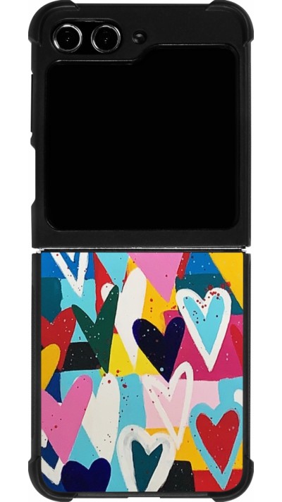 Samsung Galaxy Z Flip5 Case Hülle - Silikon schwarz Joyful Hearts