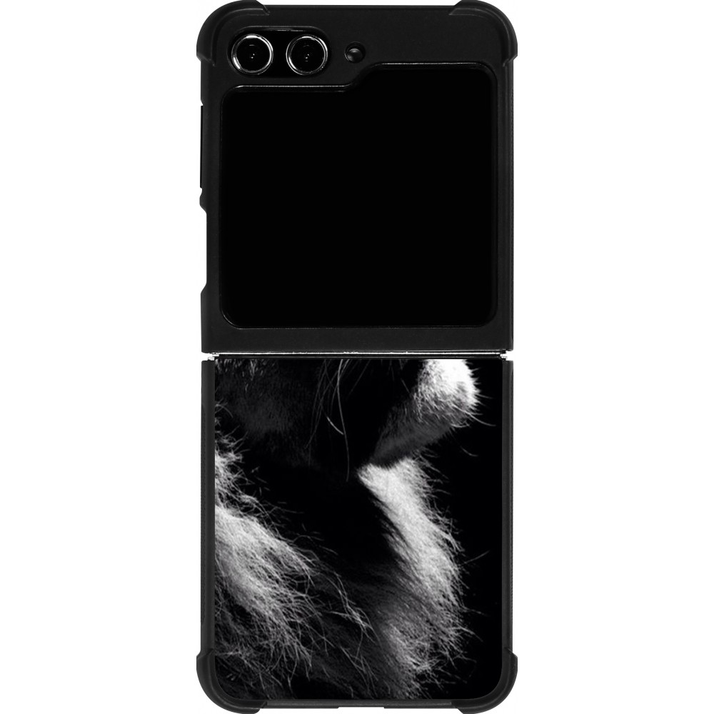 Samsung Galaxy Z Flip5 Case Hülle - Silikon schwarz Lion looking up