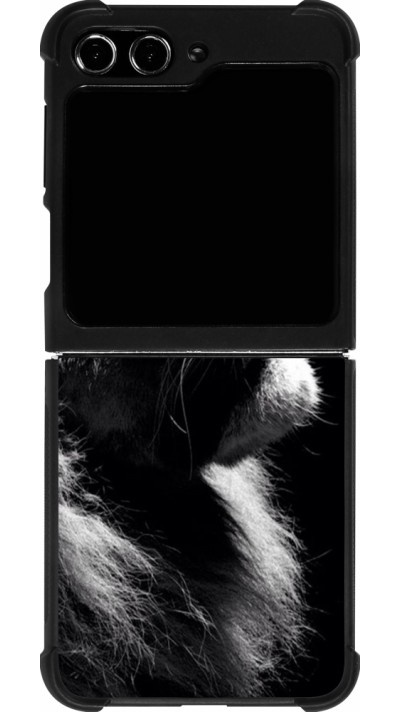 Samsung Galaxy Z Flip5 Case Hülle - Silikon schwarz Lion looking up