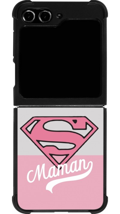 Samsung Galaxy Z Flip5 Case Hülle - Silikon schwarz Mom 2024 Super hero maman