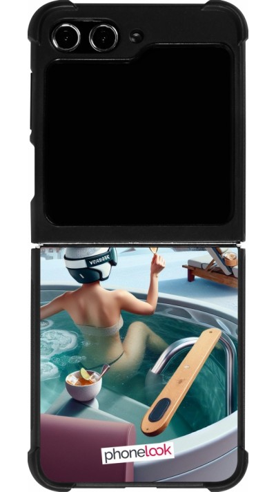 Samsung Galaxy Z Flip5 Case Hülle - Silikon schwarz Berg Glamour Whirlpool