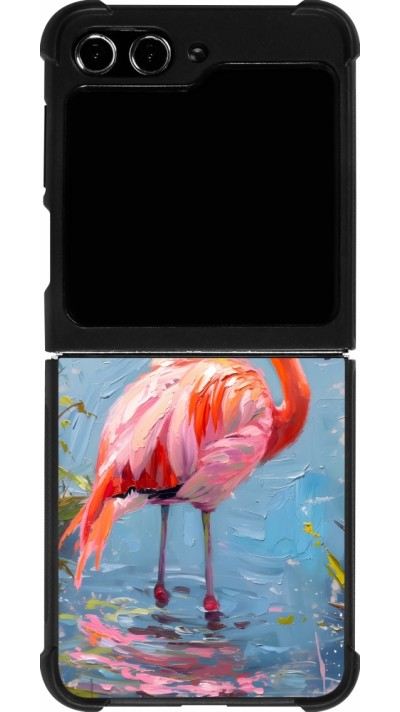 Samsung Galaxy Z Flip5 Case Hülle - Silikon schwarz Paint Flamingo