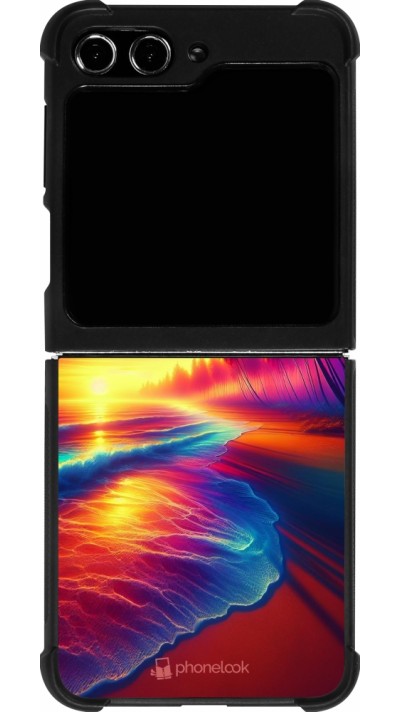 Samsung Galaxy Z Flip5 Case Hülle - Silikon schwarz Strand Sonnenuntergang auffällig