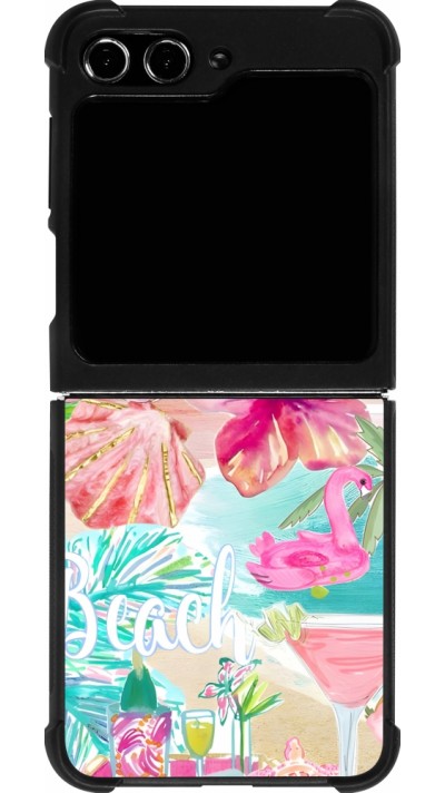 Samsung Galaxy Z Flip5 Case Hülle - Silikon schwarz Preppy Collage Aloha