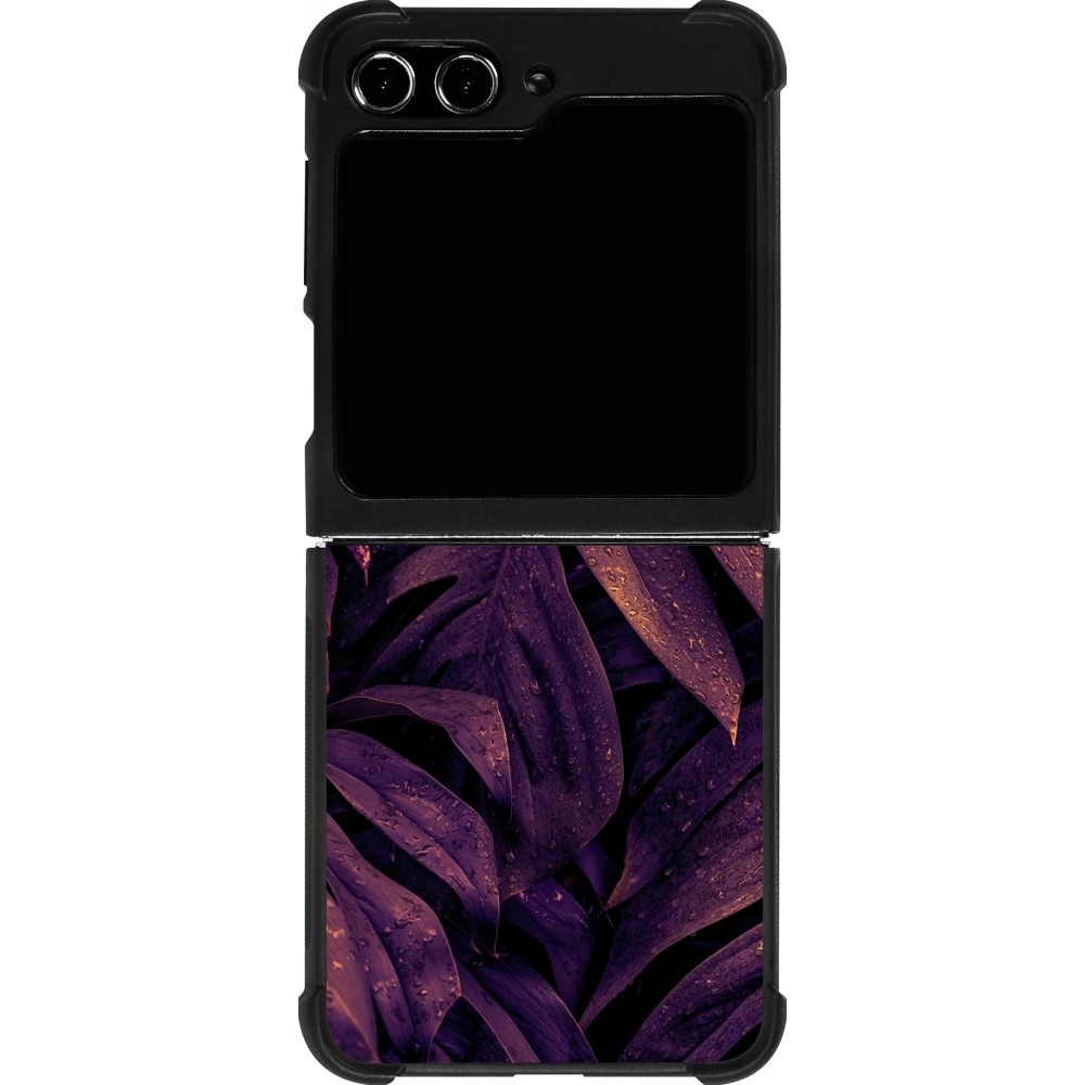 Samsung Galaxy Z Flip5 Case Hülle - Silikon schwarz Purple Light Leaves