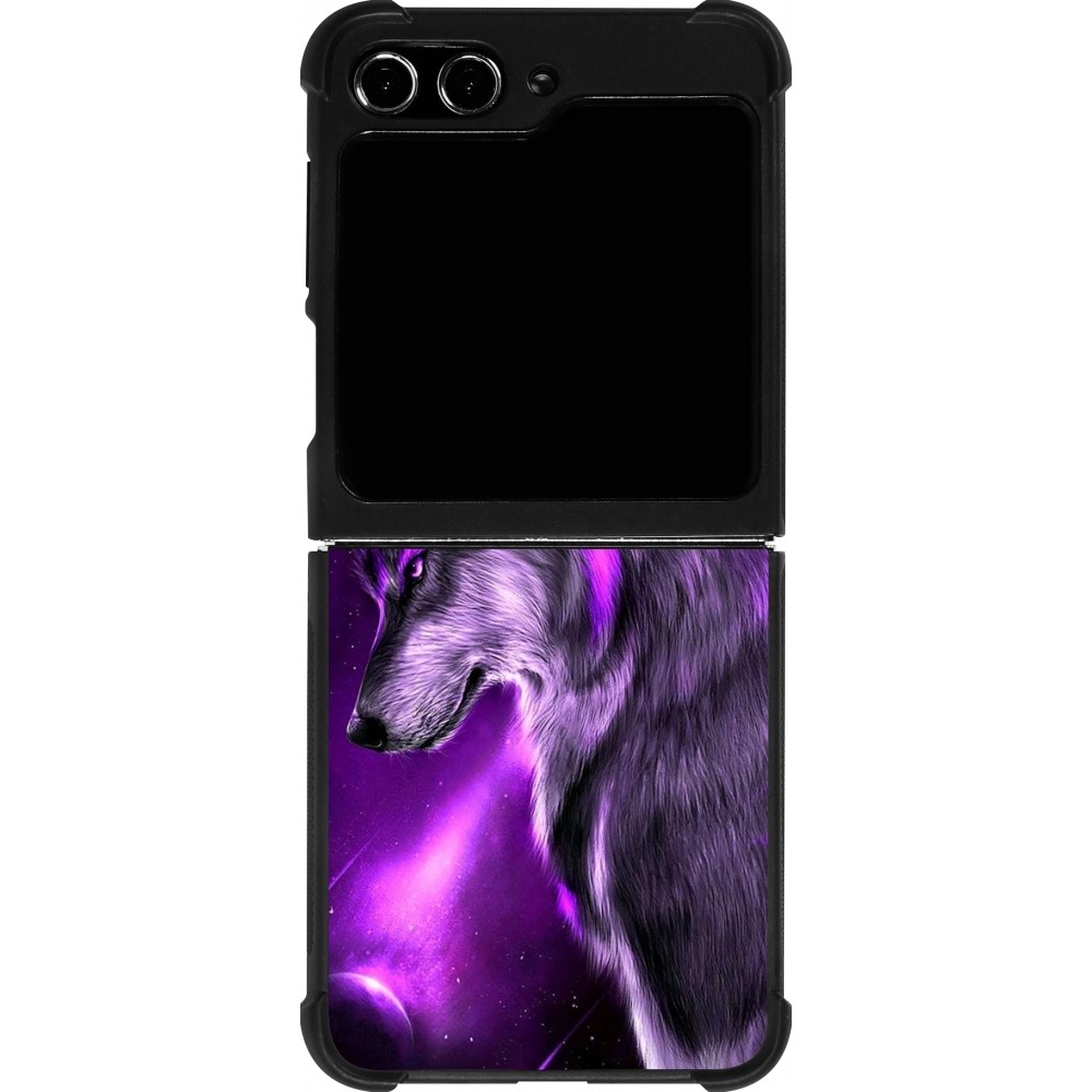 Samsung Galaxy Z Flip5 Case Hülle - Silikon schwarz Purple Sky Wolf