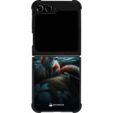 Samsung Galaxy Z Flip5 Case Hülle - Silikon schwarz Fuchs Mond Wald