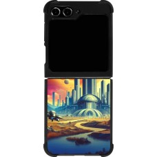 Samsung Galaxy Z Flip5 Case Hülle - Silikon schwarz Futuristische Stadt ausserhalb der Kuppel