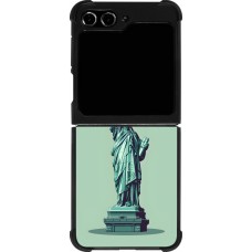 Samsung Galaxy Z Flip5 Case Hülle - Silikon schwarz Freiheitsstatue mit einem Glas Wein