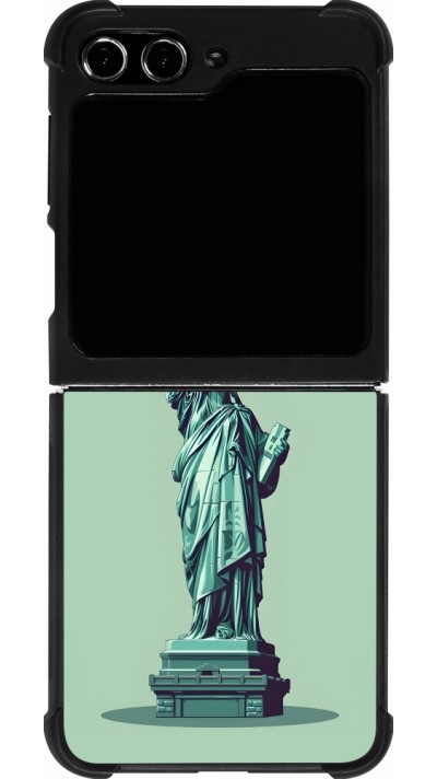 Samsung Galaxy Z Flip5 Case Hülle - Silikon schwarz Freiheitsstatue mit einem Glas Wein