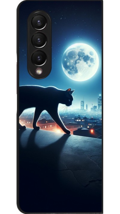 Samsung Galaxy Z Fold3 5G Case Hülle - Schwarze Katze unter dem Vollmond