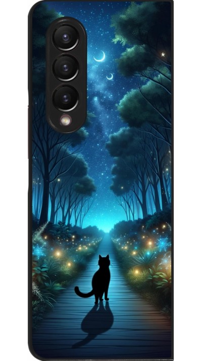 Samsung Galaxy Z Fold3 5G Case Hülle - Schwarze Katze Spaziergang