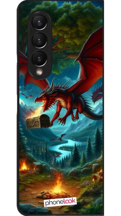 Samsung Galaxy Z Fold3 5G Case Hülle - Drache Fliegend Wald Schatz