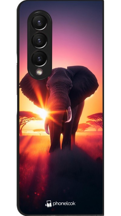 Samsung Galaxy Z Fold3 5G Case Hülle - Elefant Sonnenaufgang Schönheit