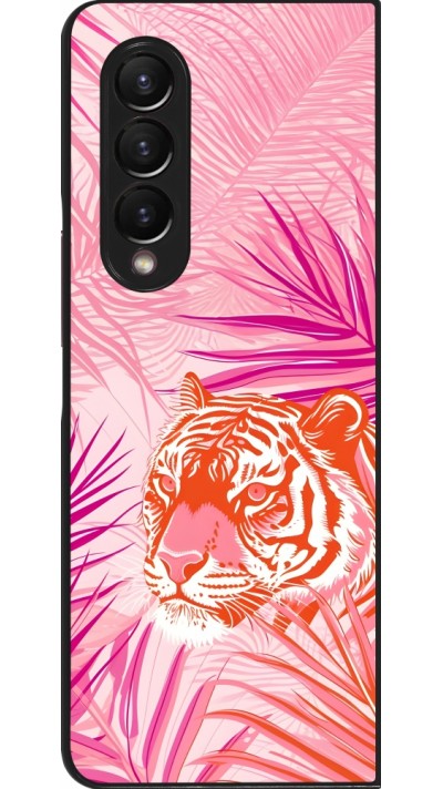 Coque Samsung Galaxy Z Fold3 5G - Tigre palmiers roses