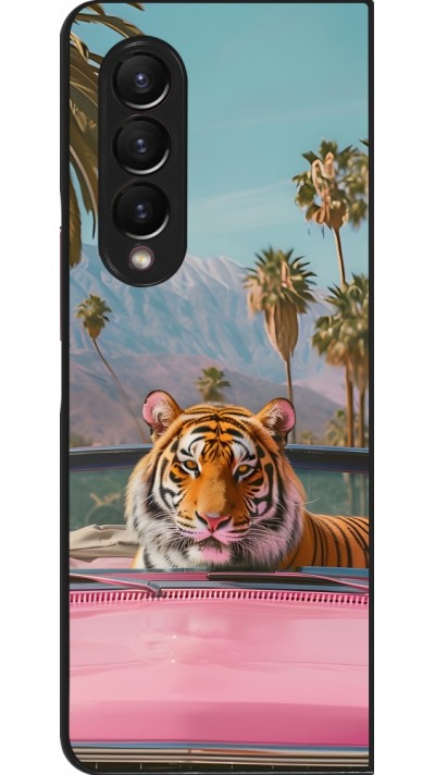 Coque Samsung Galaxy Z Fold3 5G - Tigre voiture rose