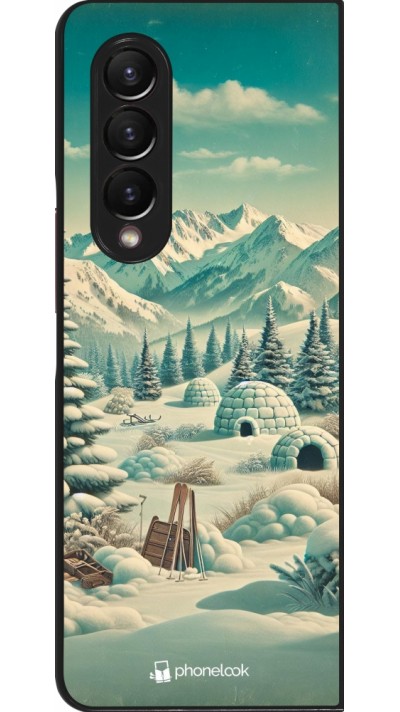 Samsung Galaxy Z Fold3 5G Case Hülle - Vintage Schneebedeckter Berg Iglu