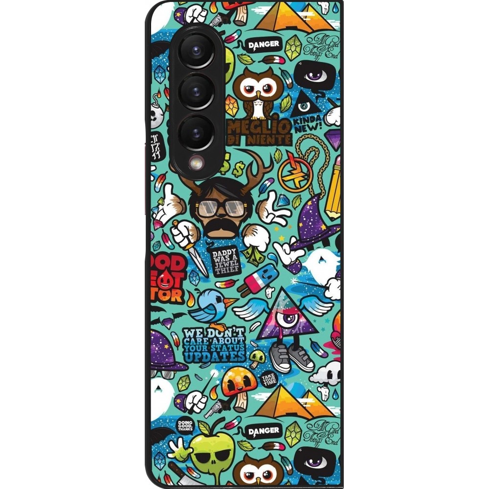 Samsung Galaxy Z Fold4 Case Hülle - Mixed Cartoons Turquoise