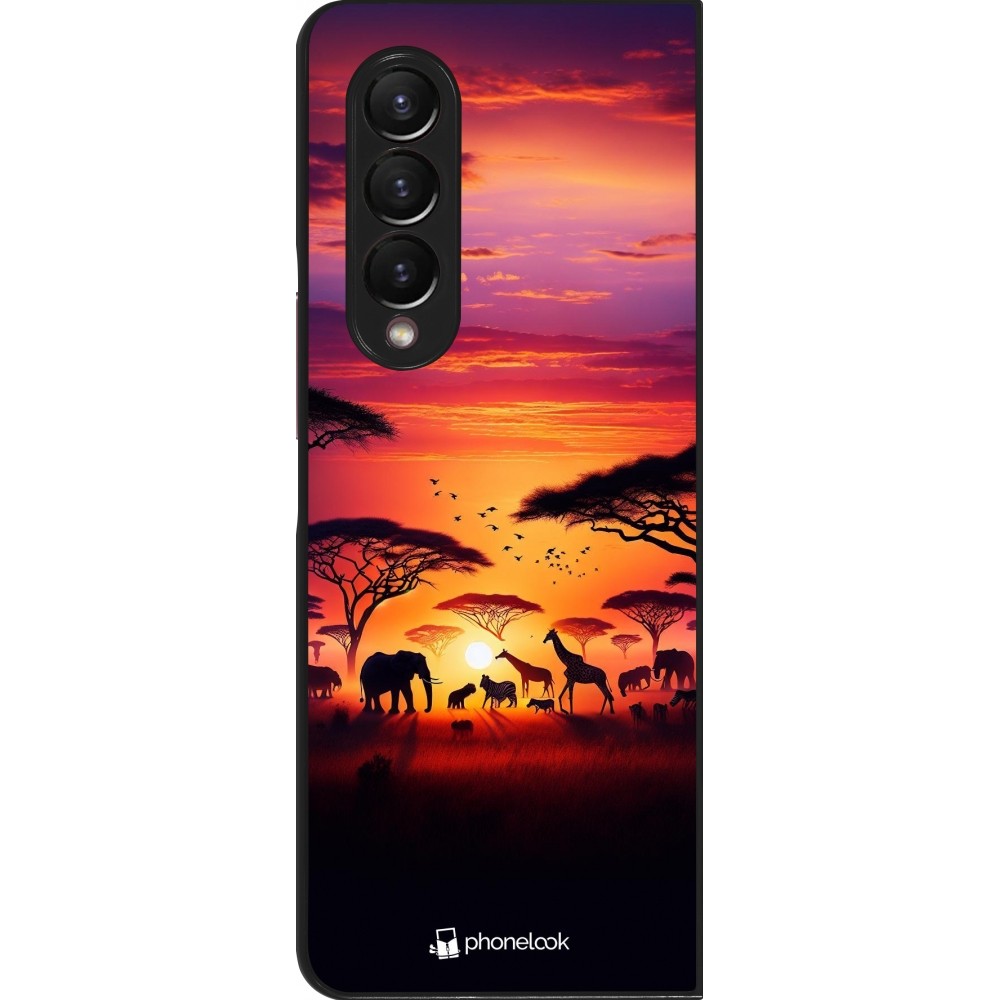 Samsung Galaxy Z Fold4 Case Hülle - Safari Sonnenuntergang Wildtiere