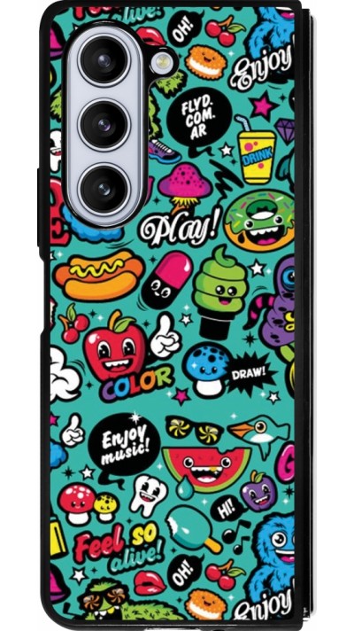 Samsung Galaxy Z Fold5 Case Hülle - Silikon schwarz Cartoons old school