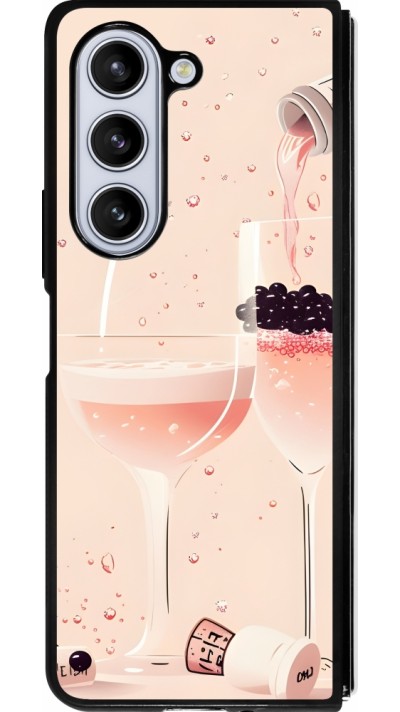 Samsung Galaxy Z Fold5 Case Hülle - Silikon schwarz Champagne Pouring Pink