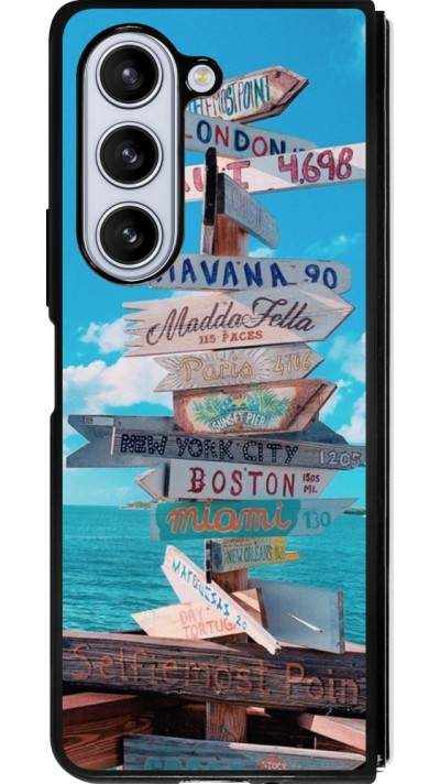 Samsung Galaxy Z Fold5 Case Hülle - Silikon schwarz Cool Cities Directions