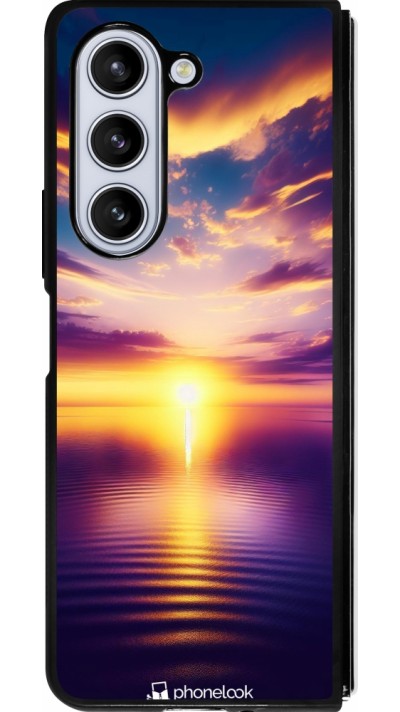 Samsung Galaxy Z Fold5 Case Hülle - Silikon schwarz Sonnenuntergang gelb violett