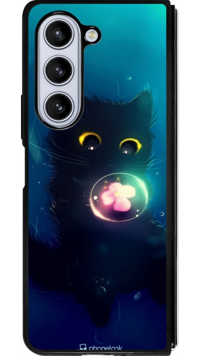 Samsung Galaxy Z Fold5 Case Hülle - Silikon schwarz Cute Cat Bubble