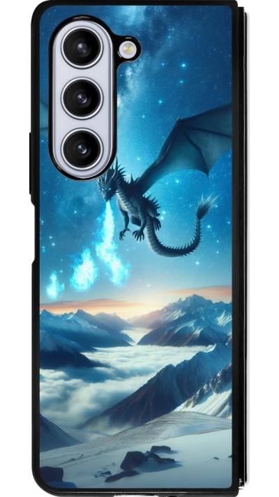 Samsung Galaxy Z Fold5 Case Hülle - Silikon schwarz Drache nächtliche Berg