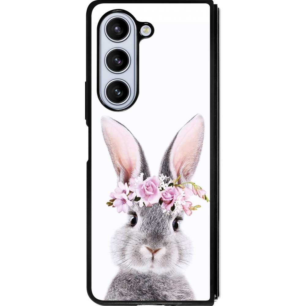 Samsung Galaxy Z Fold5 Case Hülle - Silikon schwarz Easter 2023 flower bunny