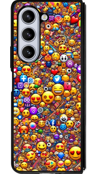 Samsung Galaxy Z Fold5 Case Hülle - Silikon schwarz Emoji gemischt