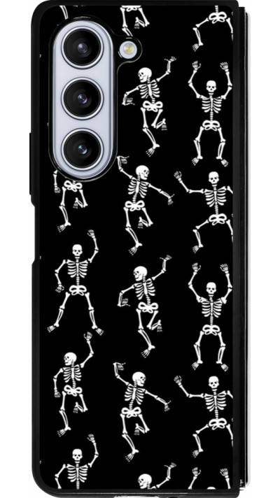 Samsung Galaxy Z Fold5 Case Hülle - Silikon schwarz Halloween 2024 dancing skeleton