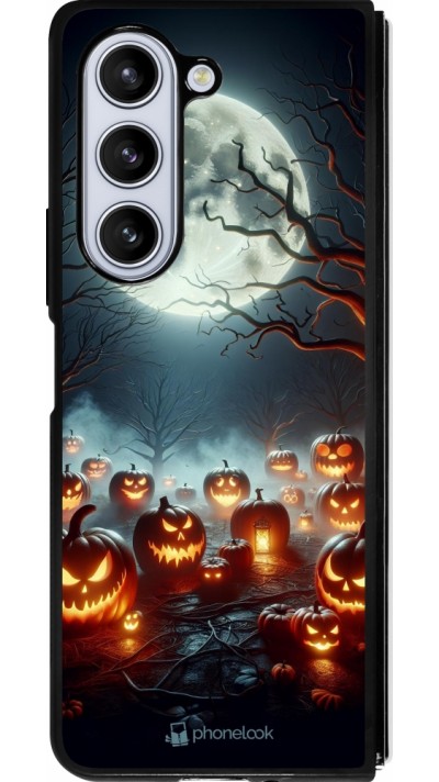 Samsung Galaxy Z Fold5 Case Hülle - Silikon schwarz Halloween 2024 Viele Kuerbisse