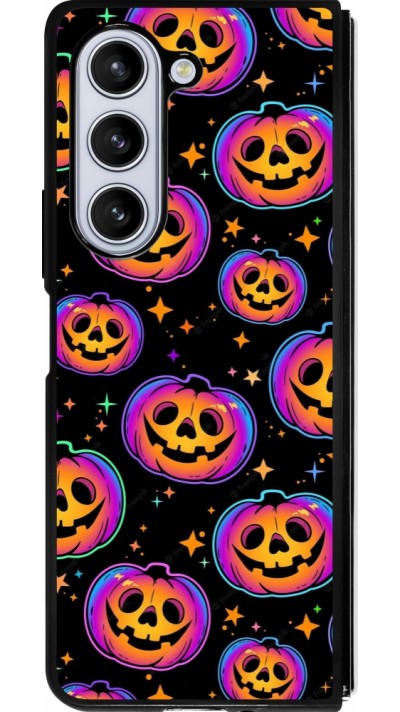 Samsung Galaxy Z Fold5 Case Hülle - Silikon schwarz Halloween 2024 rainbow pumpkins