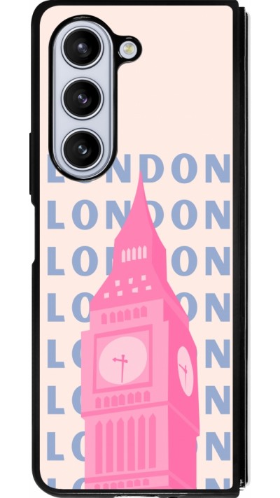 Samsung Galaxy Z Fold5 Case Hülle - Silikon schwarz London Pink Print