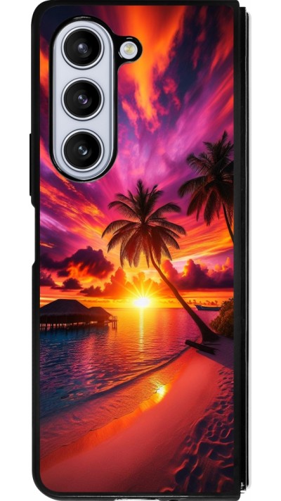 Samsung Galaxy Z Fold5 Case Hülle - Silikon schwarz Malediven Abenddämmerung Glückseligkeit