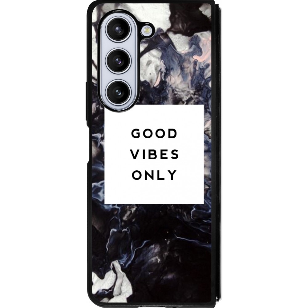 Samsung Galaxy Z Fold5 Case Hülle - Silikon schwarz Marble Good Vibes Only