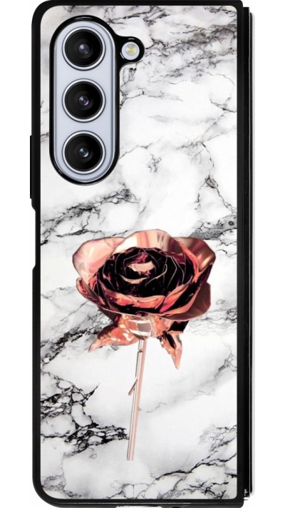 Samsung Galaxy Z Fold5 Case Hülle - Silikon schwarz Marble Rose Gold