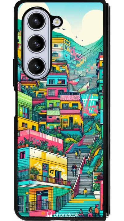 Samsung Galaxy Z Fold5 Case Hülle - Silikon schwarz Medellin Comuna 13 Kunst