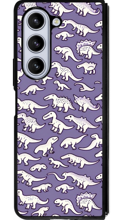 Samsung Galaxy Z Fold5 Case Hülle - Silikon schwarz Mini-Dino-Muster violett