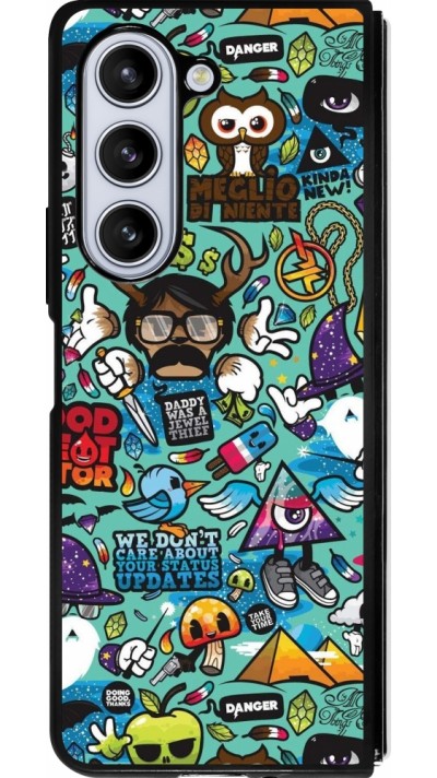 Samsung Galaxy Z Fold5 Case Hülle - Silikon schwarz Mixed Cartoons Turquoise