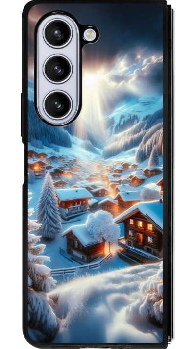 Samsung Galaxy Z Fold5 Case Hülle - Silikon schwarz Berg Schnee Licht