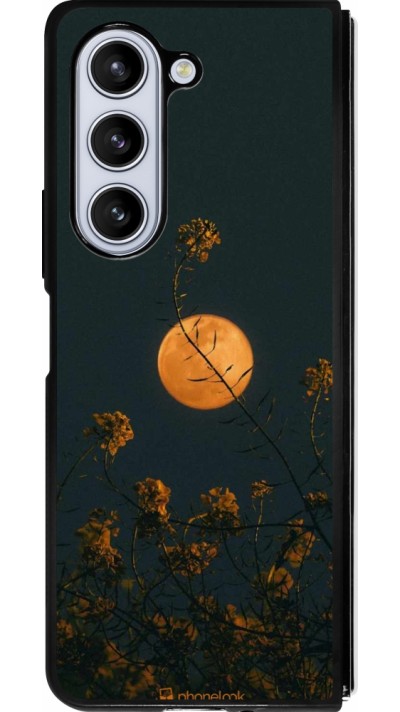 Samsung Galaxy Z Fold5 Case Hülle - Silikon schwarz Moon Flowers