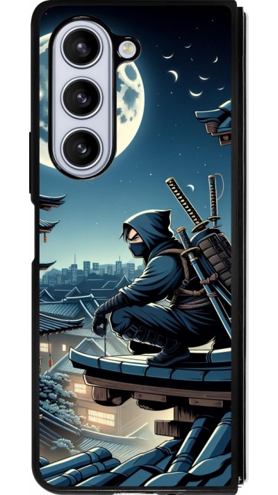 Samsung Galaxy Z Fold5 Case Hülle - Silikon schwarz Ninja unter dem Mond