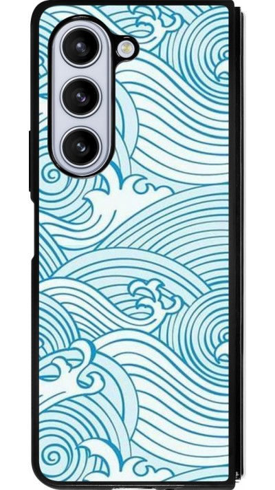 Samsung Galaxy Z Fold5 Case Hülle - Silikon schwarz Ocean Waves